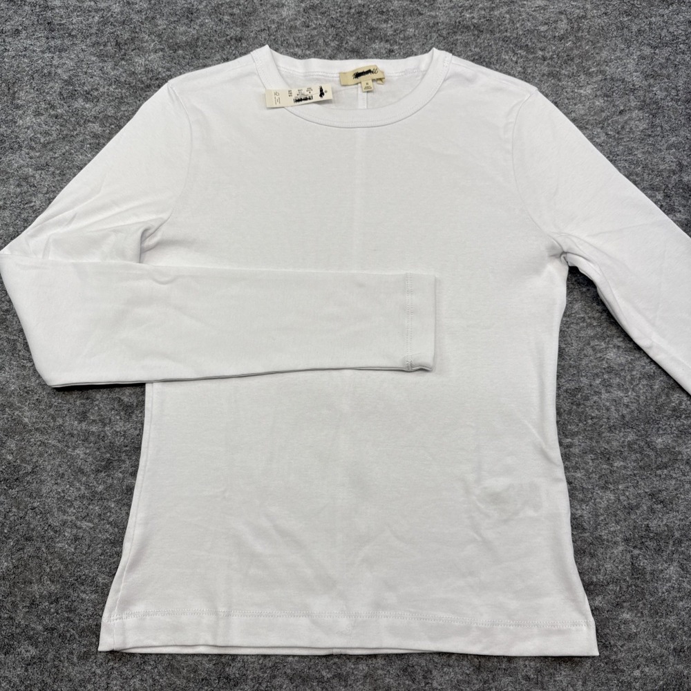 NEW Madewell 90's long sleeve‎ tee in compact cotton women's medium white NY276